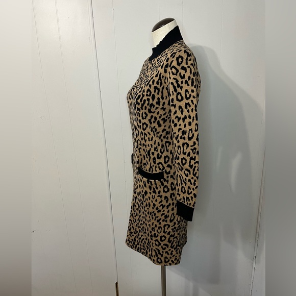 J.Crew merino wool blend sweater dress leopard print brown and black size small - Picture 8 of 10